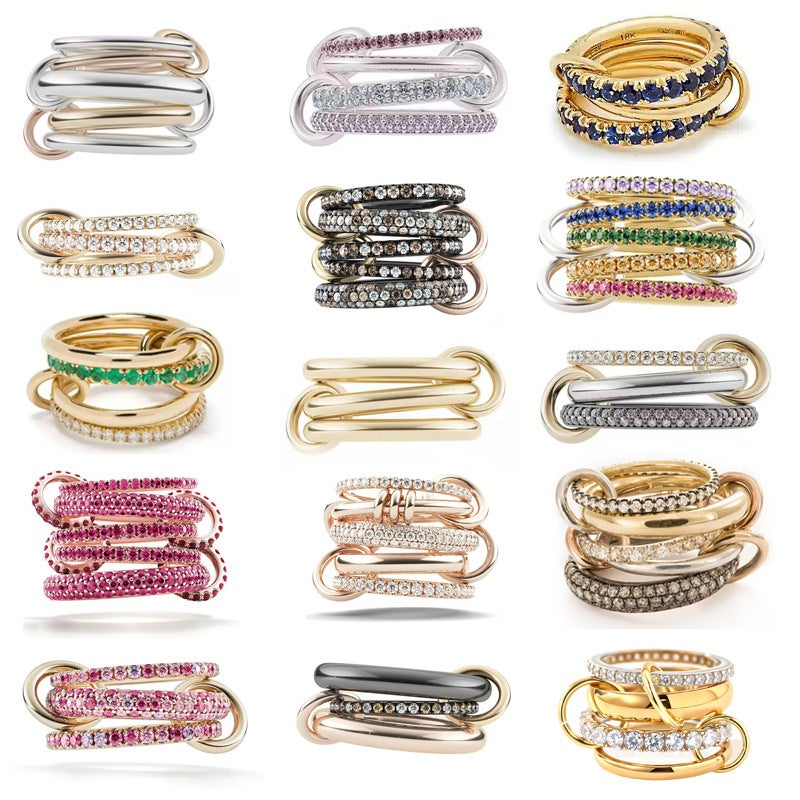 Popular Light Luxury High-End Copper Inlaid Zircon Interlocking Ring Creative Personality Trendy Hand Jewelry - Image 2